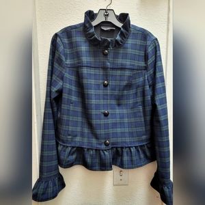 Banana republic plaid ruffle jacket